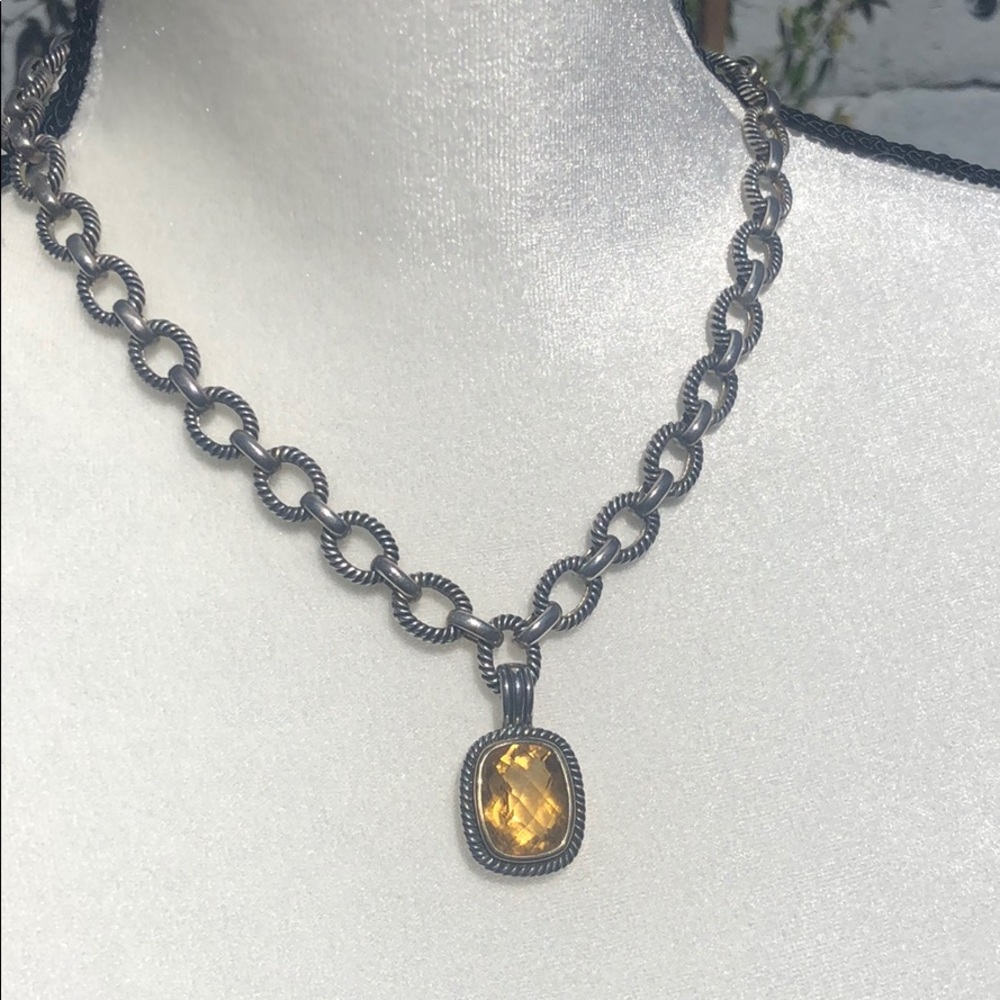 Huge citrine silver necklace